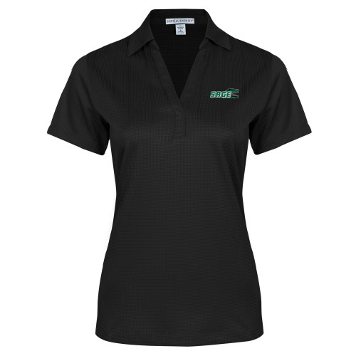  Womens Black Performance Fine Jacquard Polo - Sage w/Gator Head