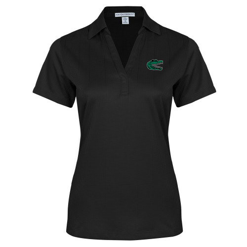  Womens Black Performance Fine Jacquard Polo - Gator Head