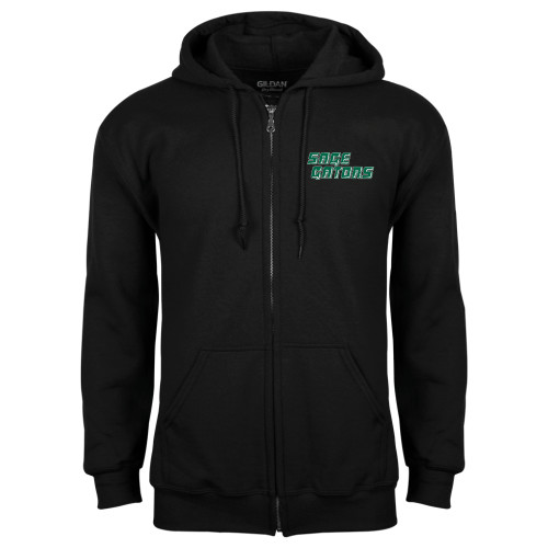  Black Fleece Full Zip Hoodie - Sage Gators Wordmark