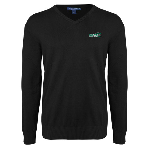  Black VNeck Sweater - Sage w/Gator Head