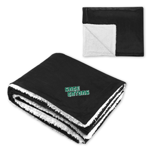  Super Soft Luxurious Black Sherpa Throw Blanket - Sage Gators Wordmark