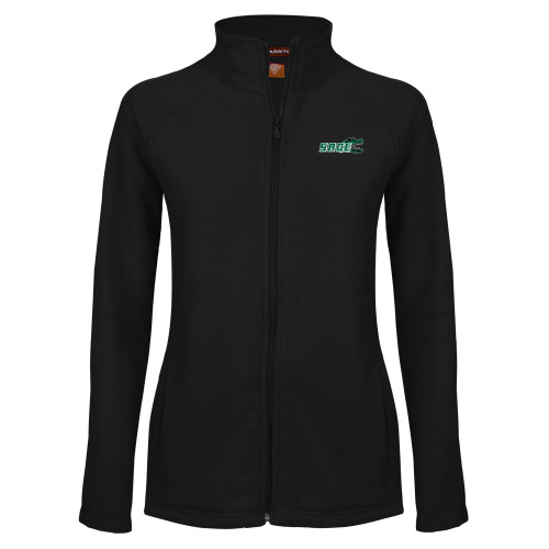  Womens Black Fleece Full Zip Jacket - Sage w/Gator Head