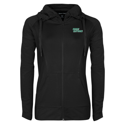  Womens Black Sport Wick Stretch Full Zip Jacket - Sage Gators Wordmark