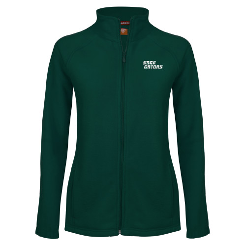  Womens Dark Green Fleece Full Zip Jacket - Sage Gators Wordmark