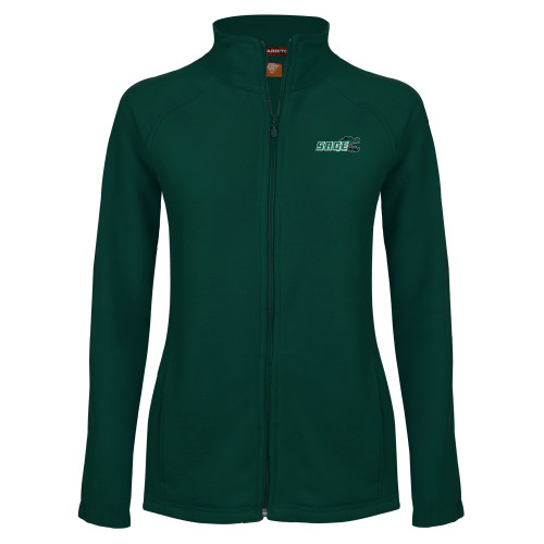  Womens Dark Green Fleece Full Zip Jacket - Sage w/Gator Head
