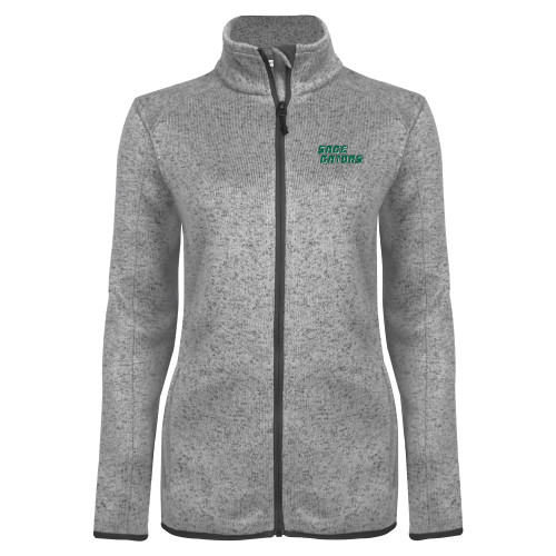 Womens Grey Heather Fleece Jacket - Sage Gators Wordmark