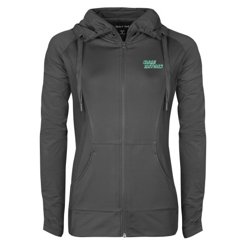  Womens Charcoal Sport Wick Stretch Full Zip Jacket - Sage Gators Wordmark