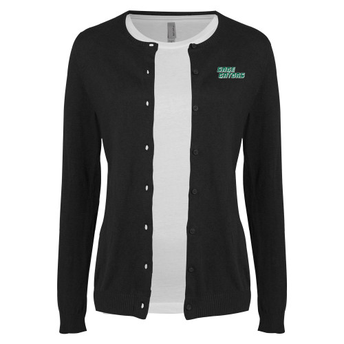  Womens Black Cardigan Sweater - Sage Gators Wordmark