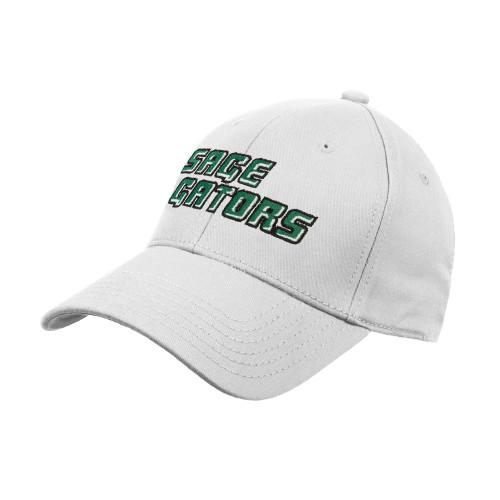  White Structured Adjustable Pro Style Hat - Sage Gators Wordmark