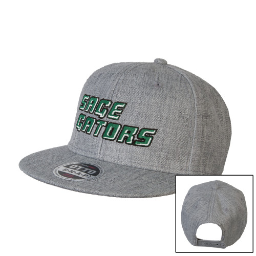  Heather Grey Wool Blend Flat Bill Snapback Hat - Sage Gators Wordmark