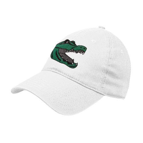  White Unstructured Adjustable Low Profile Hat - Gator Head