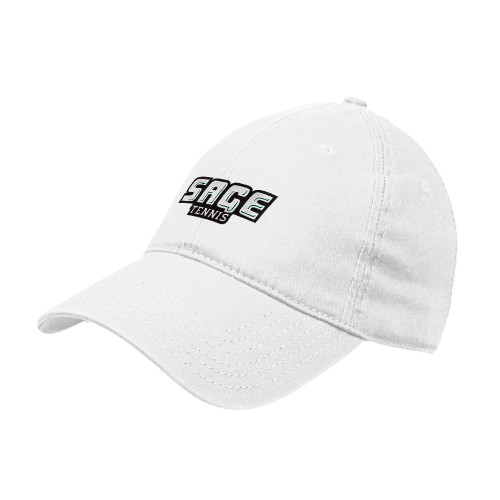  White Unstructured Adjustable Low Profile Hat - Tennis