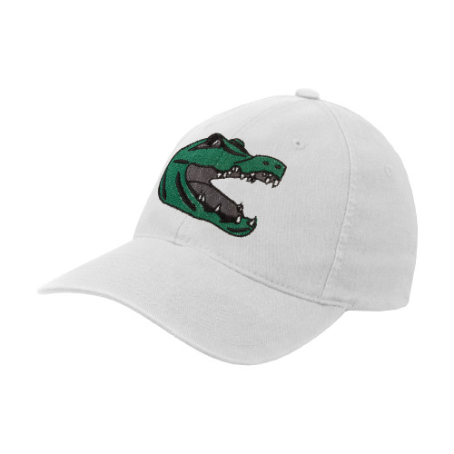  White Flexfit Structured Low Profile Hat - Gator Head