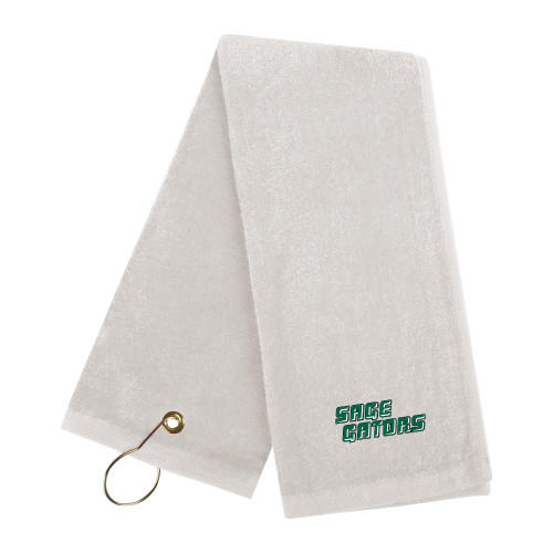  White Golf Towel - Sage Gators Wordmark