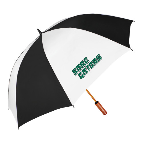  64 Inch Black/White Umbrella - Sage Gators Wordmark