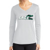 Thumbnail image for  Womens White Performance Long Sleeve V Neck Shirt