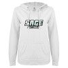 Thumbnail image for  ENZA Womens White V Notch Raw Edge Fleece Hoodie