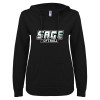 Thumbnail image for  ENZA Womens Black V Notch Raw Edge Fleece Hoodie