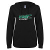 Thumbnail image for  ENZA Womens Black V Notch Raw Edge Fleece Hoodie