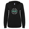 Thumbnail image for  ENZA Womens Black V Notch Raw Edge Fleece Hoodie