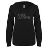 Thumbnail image for  ENZA Womens Black V Notch Raw Edge Fleece Hoodie
