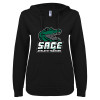Thumbnail image for  ENZA Womens Black V Notch Raw Edge Fleece Hoodie