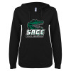 Thumbnail image for  ENZA Womens Black V Notch Raw Edge Fleece Hoodie