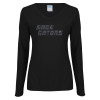 Thumbnail image for  Womens Black Long Sleeve V Neck Tee 
