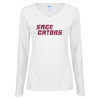 Thumbnail image for  Womens White Long Sleeve V Neck Tee