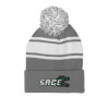 Thumbnail image for  Grey/White Two Tone Knit Pom Beanie w/Cuff