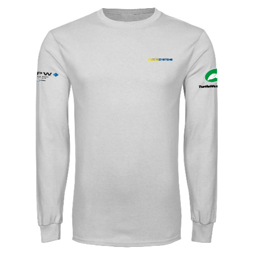 White Long Sleeve T Shirt - EnergiSystems Wordmark