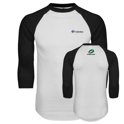  White/Black Raglan Baseball T Shirt - Advance Car Wash Solutions