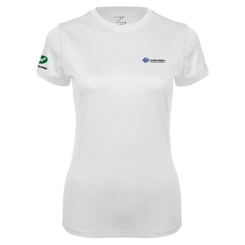  Womens White Performance Tee - Advance Car Wash Solutions