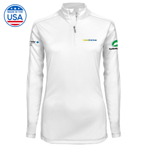  Syntrel Womens White Interlock 1/4 Zip - EnergiSystems Wordmark