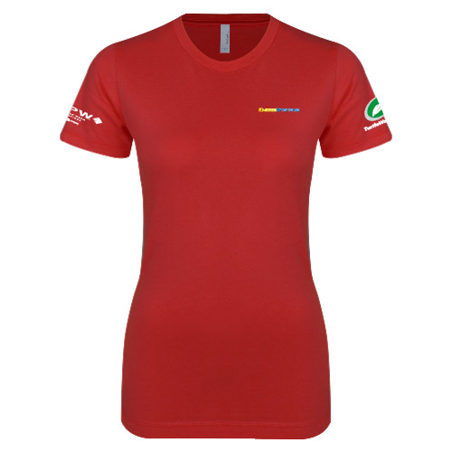  Next Level Womens Red Boyfriend Tee - EnergiSystems Wordmark