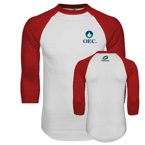  White/Red Raglan Baseball T Shirt - OEC