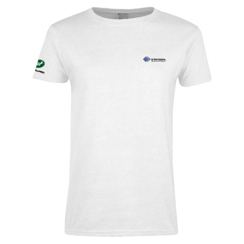  Womens White Short Sleeve Tee - Advance Car Wash Solutions