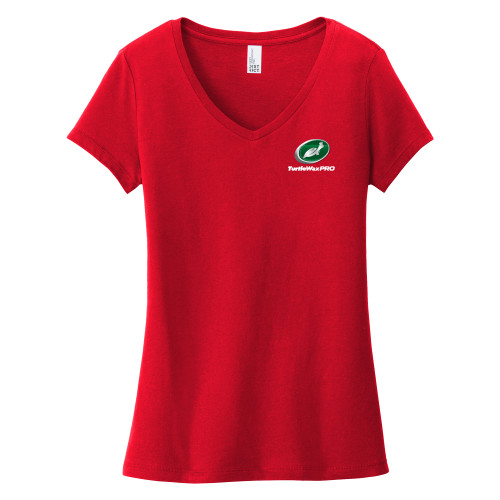  District Womens Red Very Important V Neck Tee - Turtle Wax Pro