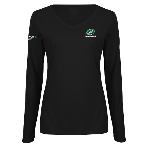  Womens Black Long Sleeve V Neck Tee  - Turtle Wax Pro