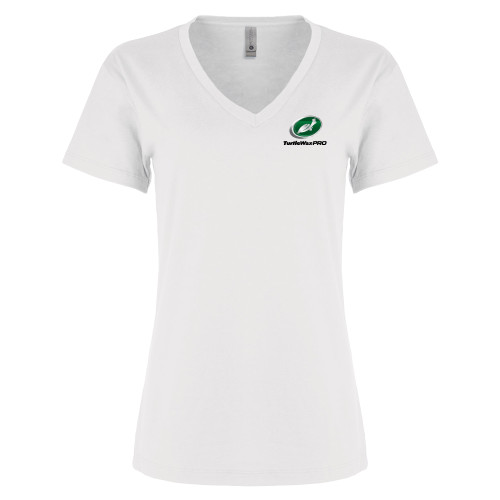  Next Level Womens White Cotton V Neck Tee - Turtle Wax Pro