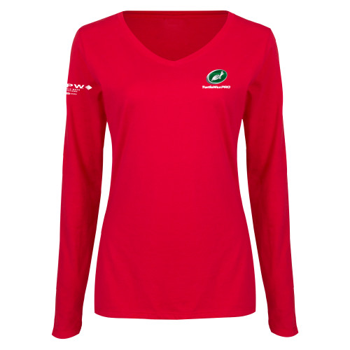  Womens Red Long Sleeve V Neck Tee - Turtle Wax Pro