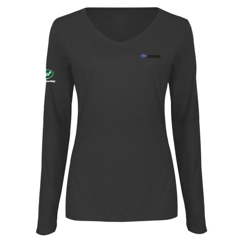  Womens Dark Heather Long Sleeve V Neck Tee  - Advance Car Wash Solutions