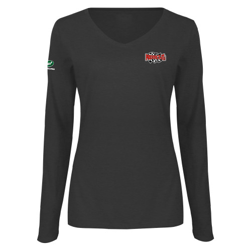  Womens Dark Heather Long Sleeve V Neck Tee  - Protect It