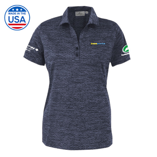  Womens Navy Honeycomb Jacquard Polo - EnergiSystems Wordmark