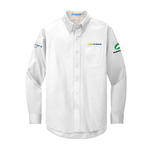  White Twill Button Down Long Sleeve - EnergiSystems Wordmark