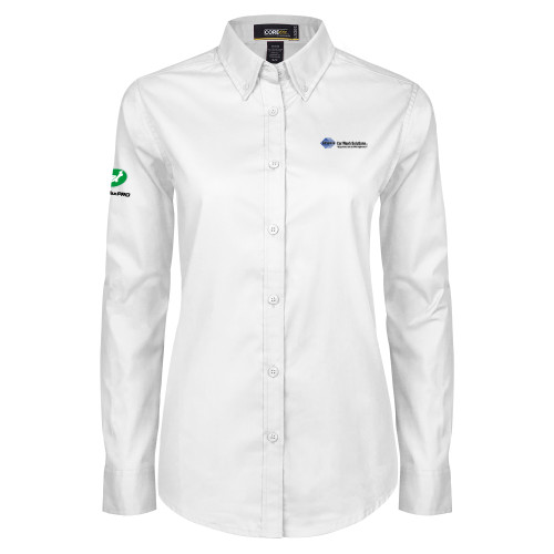  Womens White Twill Button Down Long Sleeve - Advance Car Wash Solutions