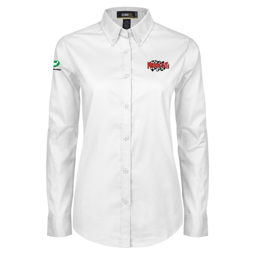  Womens White Twill Button Down Long Sleeve - Protect It Embroidery
