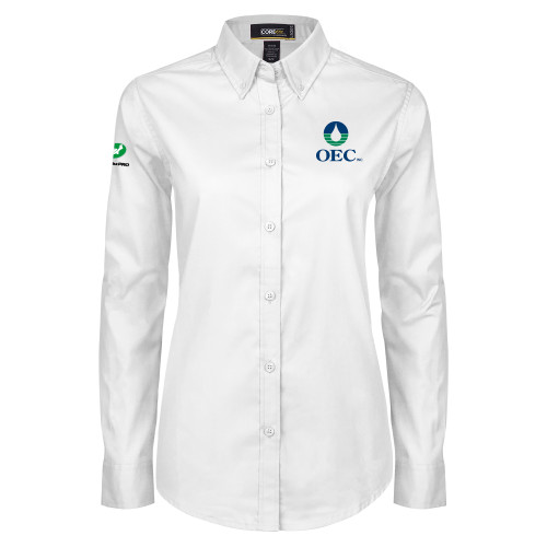  Womens White Twill Button Down Long Sleeve - OEC