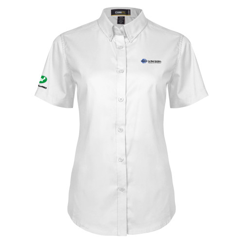  Womens White Twill Button Up Short Sleeve - Advance Car Wash Solutions