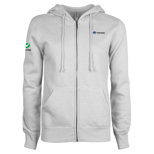  ENZA Womens White Fleece Full Zip Hoodie - Advance Car Wash Solutions